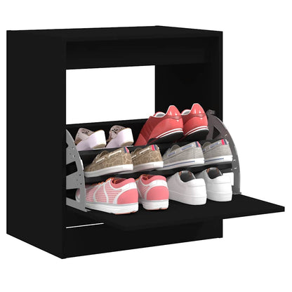 Shoe Cabinet | Black | Engineered wood | Compact | Shoe Cabinet