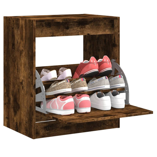 Shoe Cabinet Smoked Oak 60x42x69 cm Engineered Wood