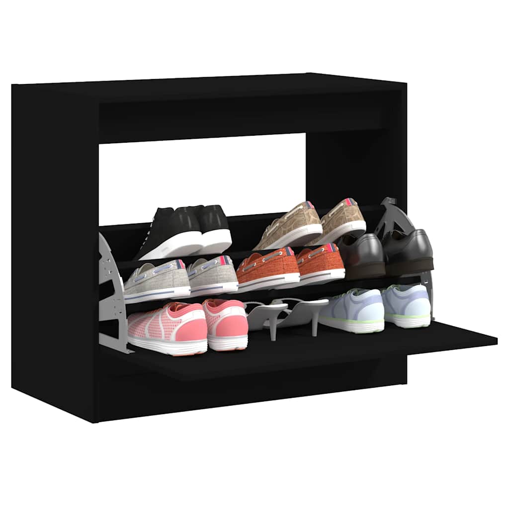 Shoe Cabinet | Black | Engineered wood | Compact | Shoe Cabinet
