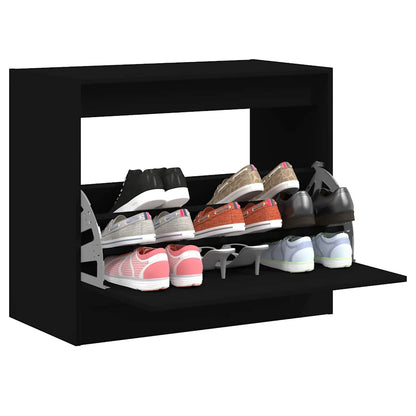 Shoe Cabinet | Black | Engineered wood | Compact | Shoe Cabinet