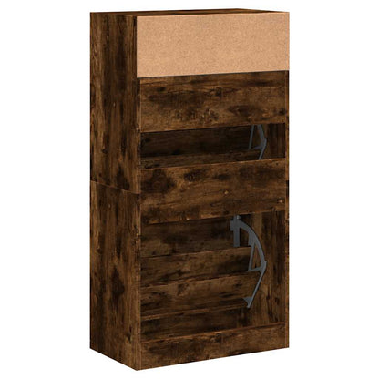 Shoe Cabinet Smoked Oak 60x34x116 Engineered Wood
