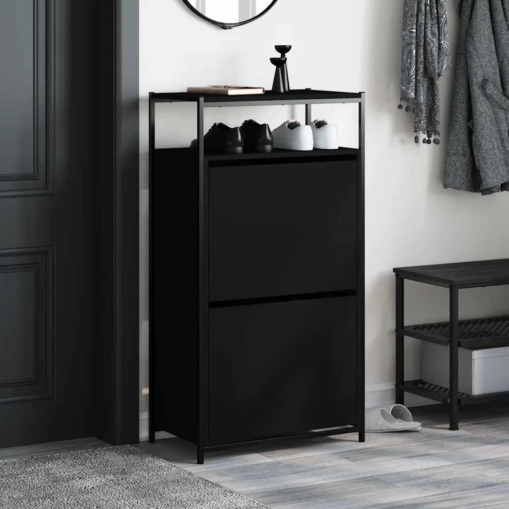 Shoe Cabinet Black 60x34x112 cm Engineered Wood