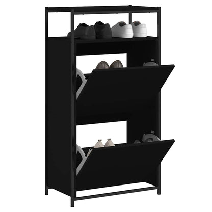 Shoe Cabinet Black 60x34x112 cm Engineered Wood
