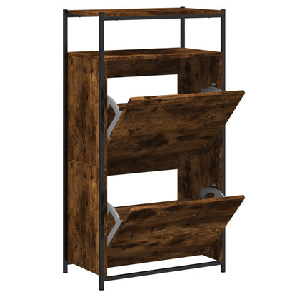 Shoe Cabinet Smoked Oak 60x34x112 cm Engineered Wood
