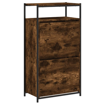 Shoe Cabinet Smoked Oak 60x34x112 cm Engineered Wood