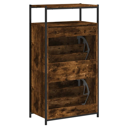 Shoe Cabinet Smoked Oak 60x34x112 cm Engineered Wood