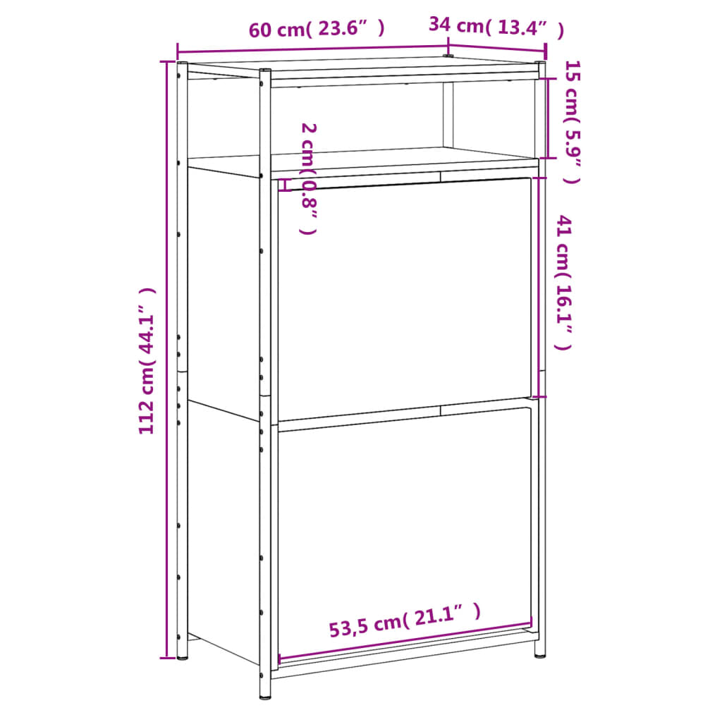 Shoe Cabinet Smoked Oak 60x34x112 cm Engineered Wood