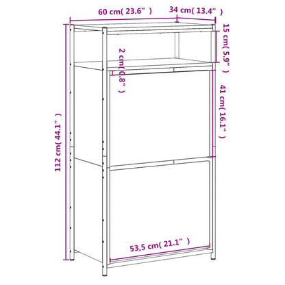 Shoe Cabinet Smoked Oak 60x34x112 cm Engineered Wood