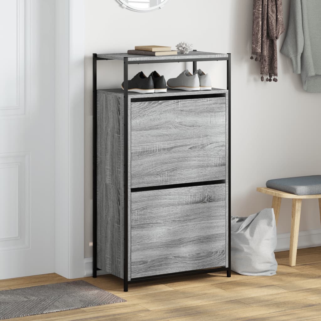 Shoe Cabinet Grey Sonoma 60x34x112 cm Engineered Wood