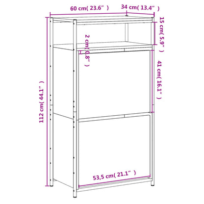 Shoe Cabinet Grey Sonoma 60x34x112 cm Engineered Wood