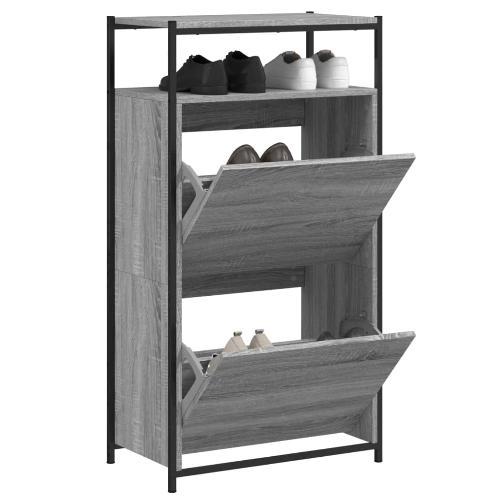 Shoe Cabinet Grey Sonoma 60x34x112 cm Engineered Wood
