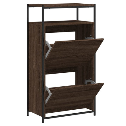 Shoe Cabinet Brown Oak 60x34x112 cm Engineered Wood