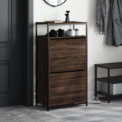 Shoe Cabinet Brown Oak 60x34x112 cm Engineered Wood
