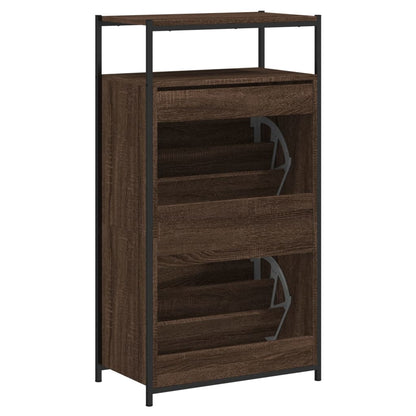 Shoe Cabinet Brown Oak 60x34x112 cm Engineered Wood