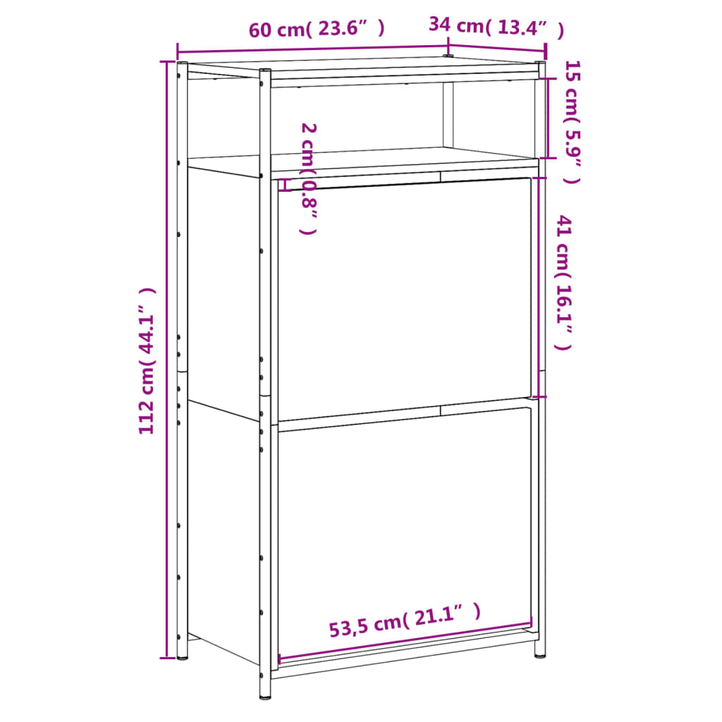 Shoe Cabinet Brown Oak 60x34x112 cm Engineered Wood