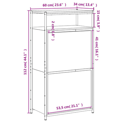 Shoe Cabinet Brown Oak 60x34x112 cm Engineered Wood