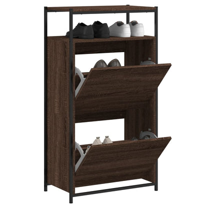 Shoe Cabinet Brown Oak 60x34x112 cm Engineered Wood
