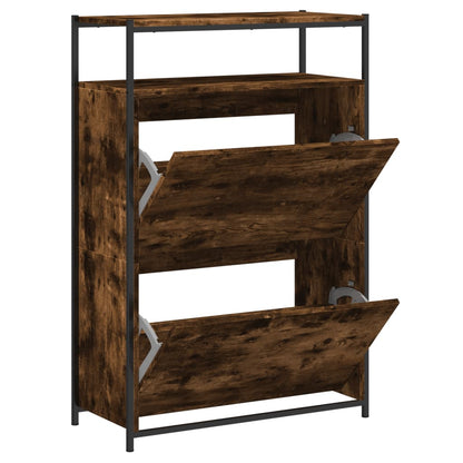 Shoe Cabinet Smoked Oak 75x34x112 cm Engineered Wood
