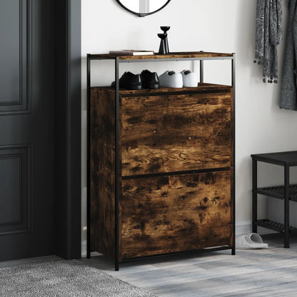 Shoe Cabinet Smoked Oak 75x34x112 cm Engineered Wood