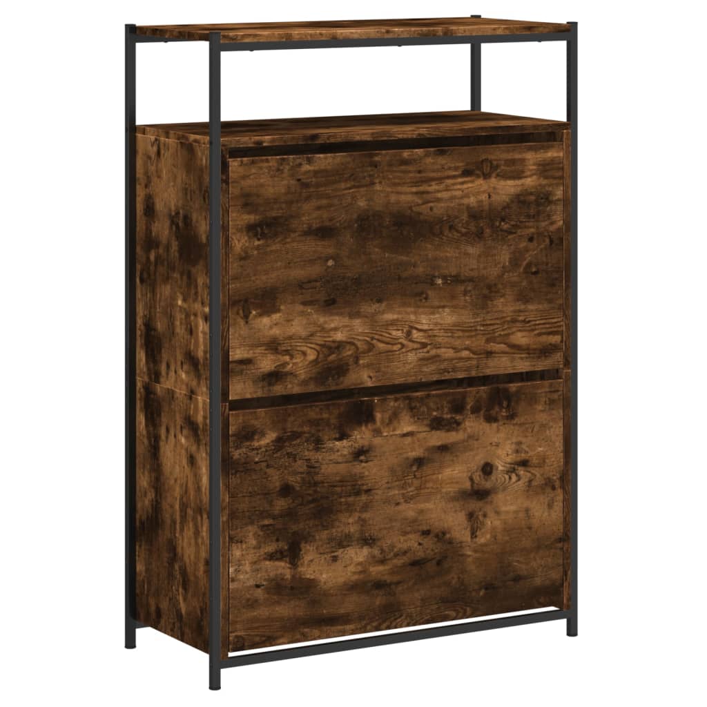 Shoe Cabinet Smoked Oak 75x34x112 cm Engineered Wood