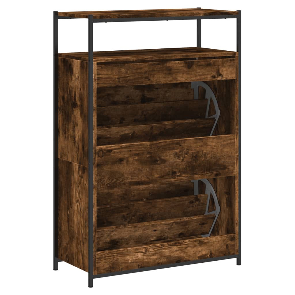 Shoe Cabinet Smoked Oak 75x34x112 cm Engineered Wood