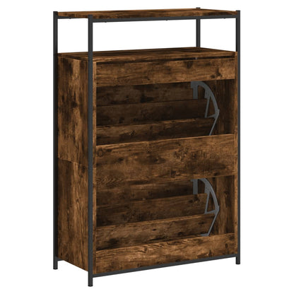 Shoe Cabinet Smoked Oak 75x34x112 cm Engineered Wood