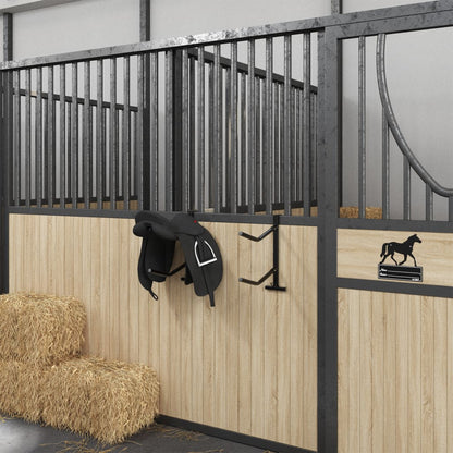 Saddle Rack with Bridle Hook Twin Arm Portable Black Iron