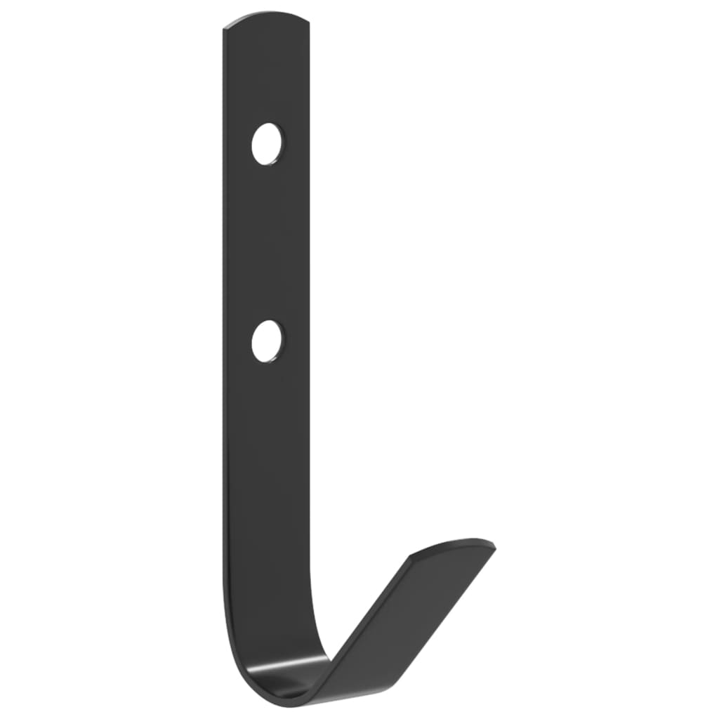 Wall Hooks J Shape 12 pcs Black Steel