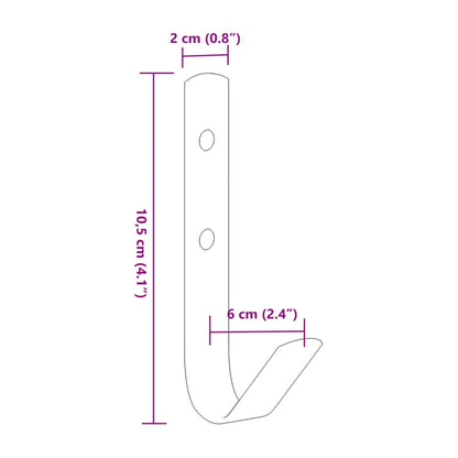 Wall Hooks J Shape 12 pcs Black Steel