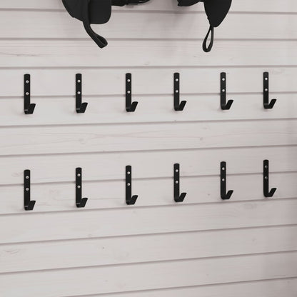 Wall Hooks J Shape 12 pcs Black Steel