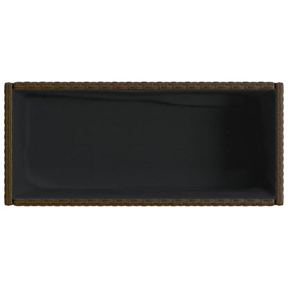 Garden Planter with Shelf Brown Poly Rattan