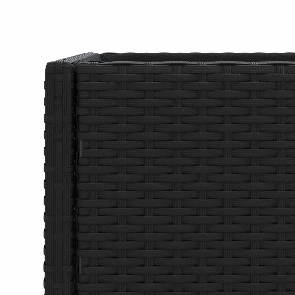 Garden Planter with Shelf Black Poly Rattan