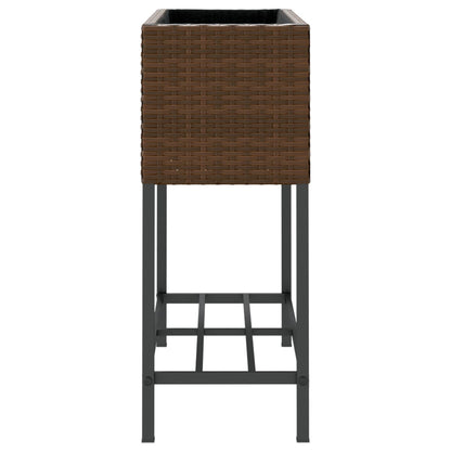 Garden Planter with Shelf Brown Poly Rattan