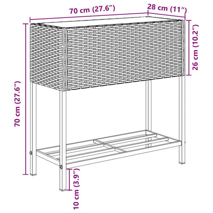 Garden Planter with Shelf Grey Poly Rattan