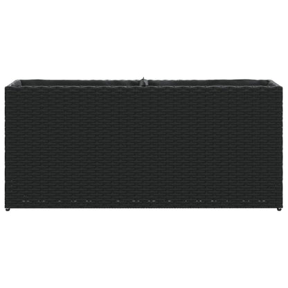 Garden Planter with 2 Pots Black 90x20x40 cm Poly Rattan