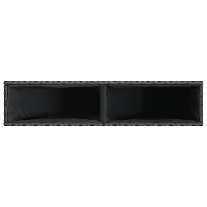 Garden Planter with 2 Pots Black 90x20x40 cm Poly Rattan