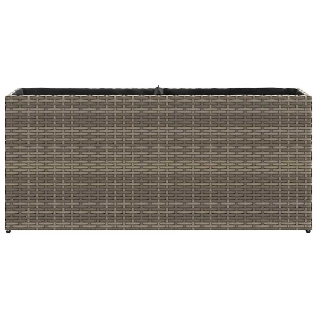 Garden Planter with 2 Pots Grey 90x20x40 cm Poly Rattan