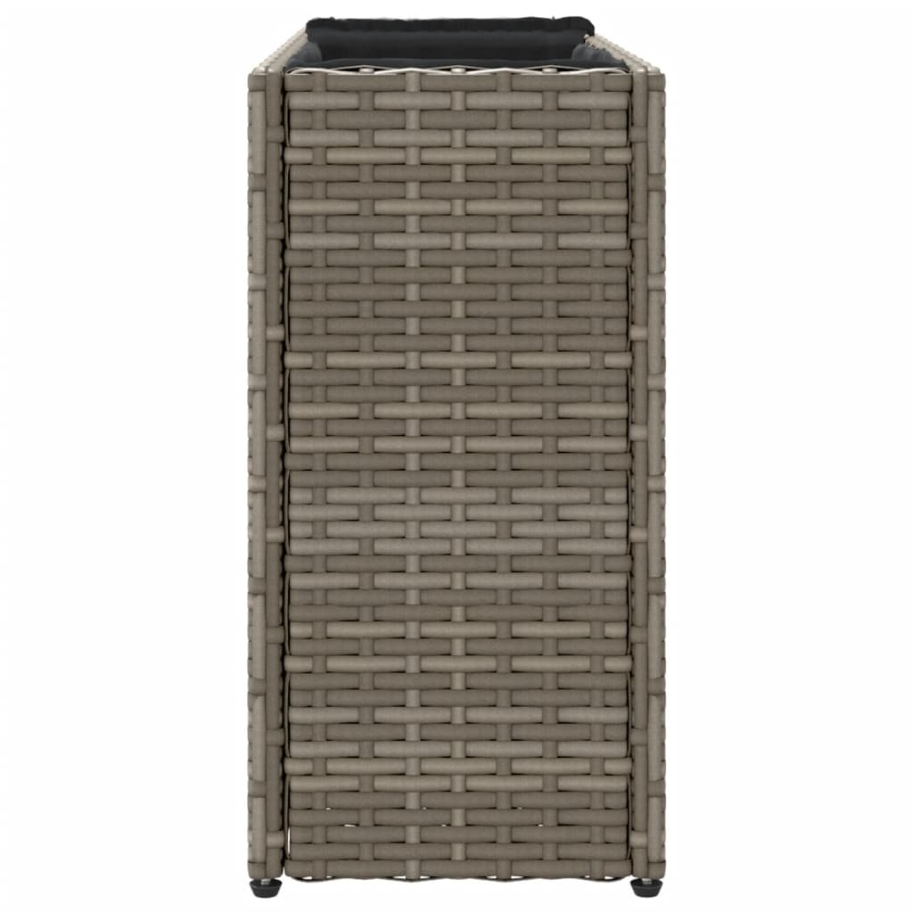 Garden Planter with 2 Pots Grey 90x20x40 cm Poly Rattan