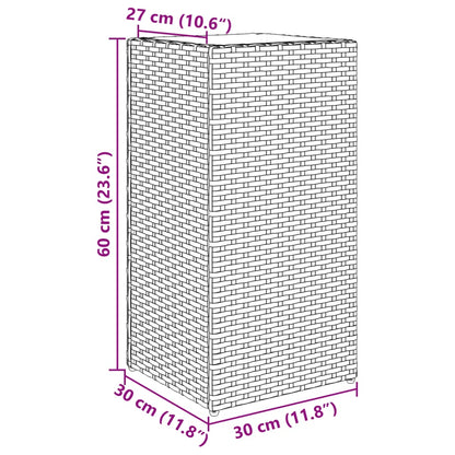 Garden Planter Grey 30x30x60 cm Poly Rattan
