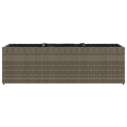 Garden Planter with 3 Pots Grey 105x30x32 cm Poly Rattan