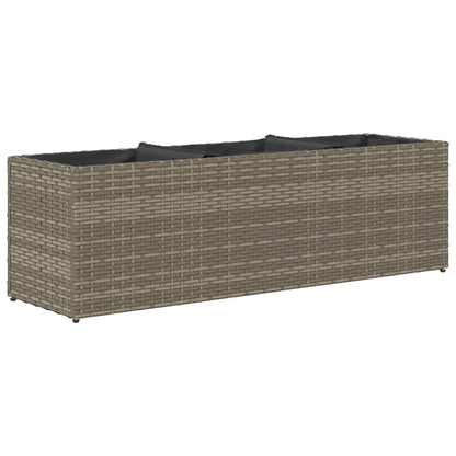 Garden Planter with 3 Pots Grey 105x30x32 cm Poly Rattan