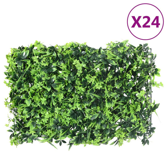 Artificial Leaf Fence 24 pcs Green 40x60 cm