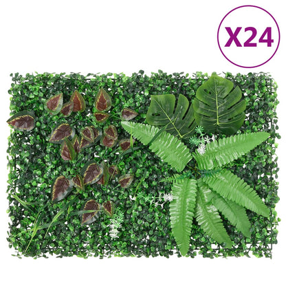  vidaXL Artificial Plant Fence 24 pcs Green 40x60 cm