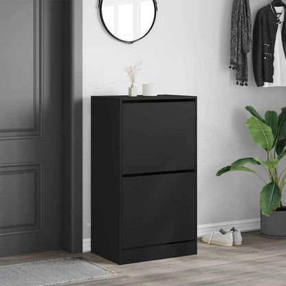 Shoe Cabinet | Black | Engineered wood | 60x42x108 cm | Shoe Cabinet