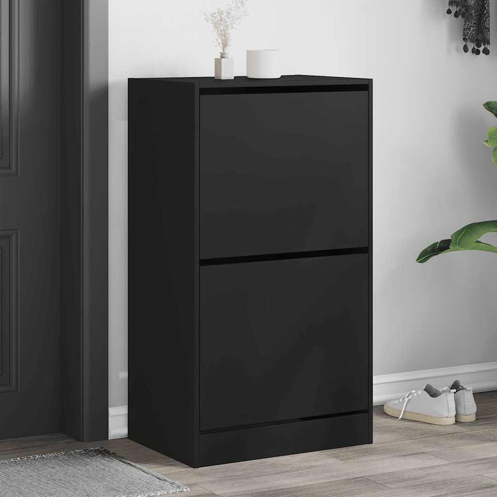 Shoe Cabinet | Black | Engineered wood | 60x42x108 cm | Shoe Cabinet