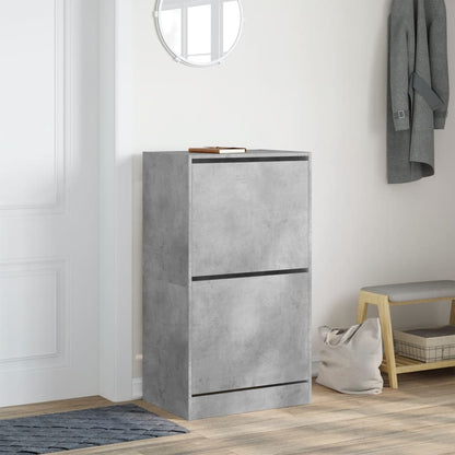 Shoe Cabinet with 2 Flip-Drawers Concrete Grey 60x42x108 cm