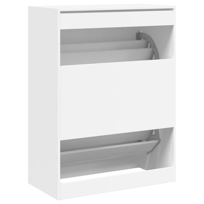 Shoe Cabinet with 2 Flip-Drawers White 80x42x108 cm