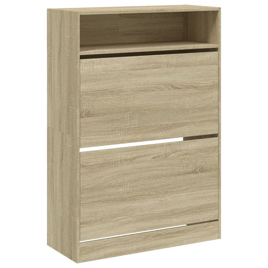 Shoe Cabinet with 2 Flip-Drawers Sonoma Oak 80x34x116 cm