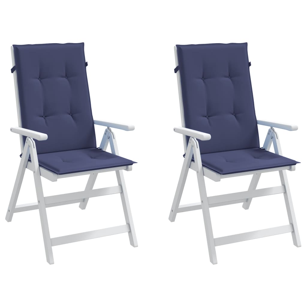 Highback Chair Cushions 2 pcs Navy Blue Fabric