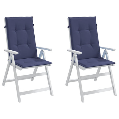 Highback Chair Cushions 2 pcs Navy Blue Fabric